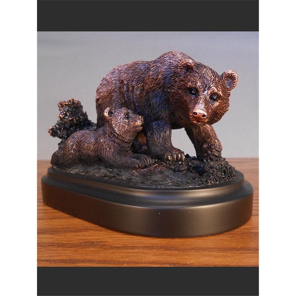 Marian Imports Marian Imports F13030 5.5 x 3.5 in.Treasure of Nature Howling Bronze Bear & Fish Statue 13030